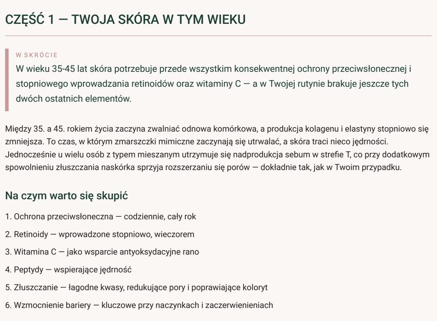 Fragment raportu: Twoja skóra w tym wieku