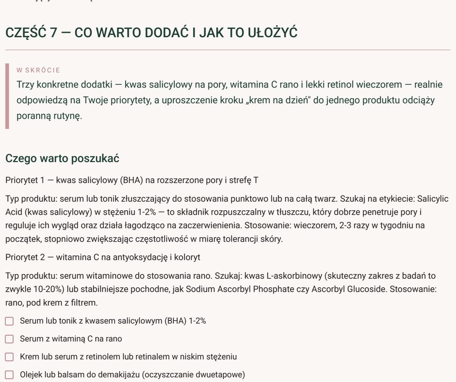 Fragment raportu: co warto dodać